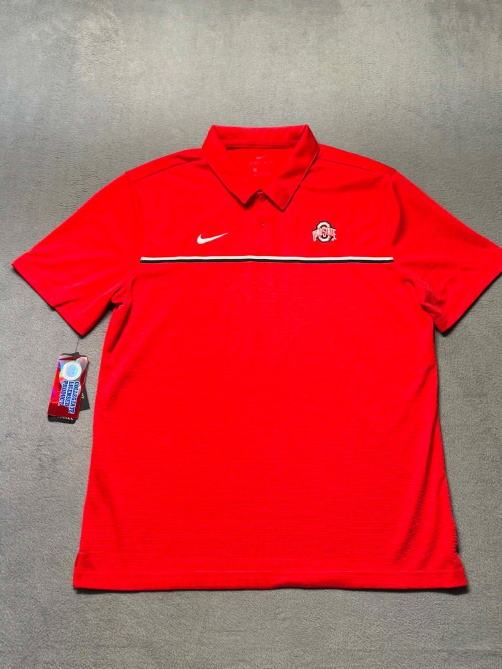 Nike Ohio State Buckeyes Dri Fit Polo Mens Large Red On Field NCAA NWT